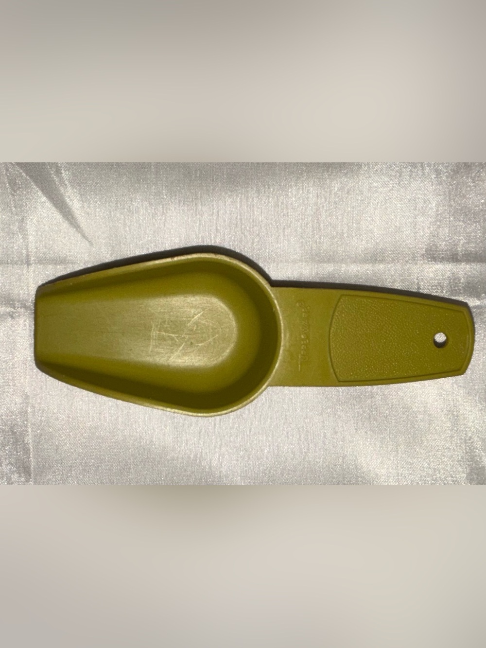 Vintage Tupperware Avocado Green Canister Scoop Mold # 878